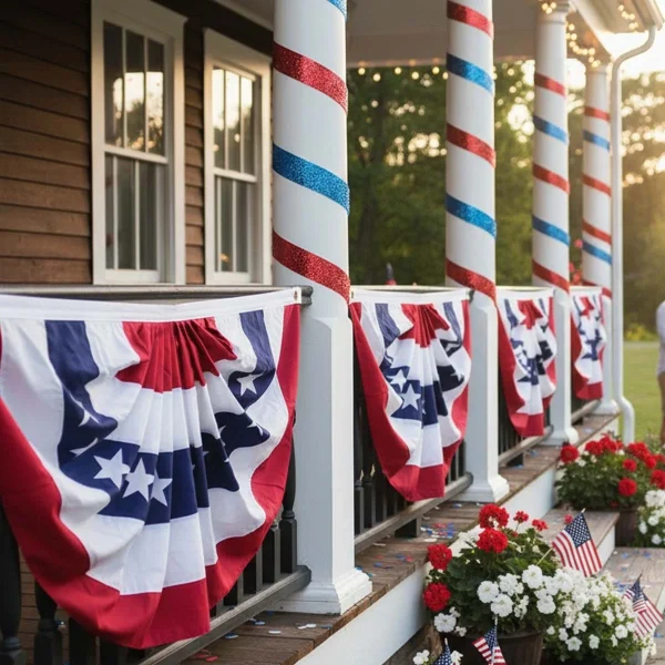 2pcs USA Pleated Half Fan Bunting Flags, 35x17.7"