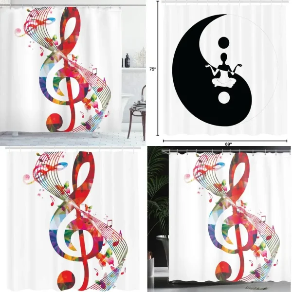 music shower curtain, cloth fabric bathroom