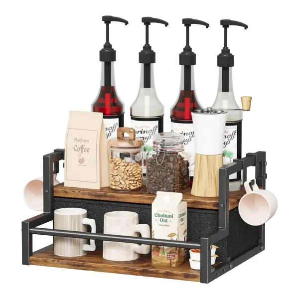 Syrup Organizer Rack, 2Tier Coffee Bar Accessories