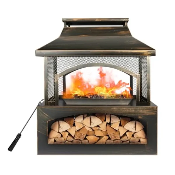 37" Fire Pits  Wood Storage for Outside Large