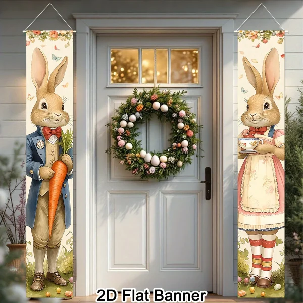 2pcs Happy Easter Bunny Door Banners