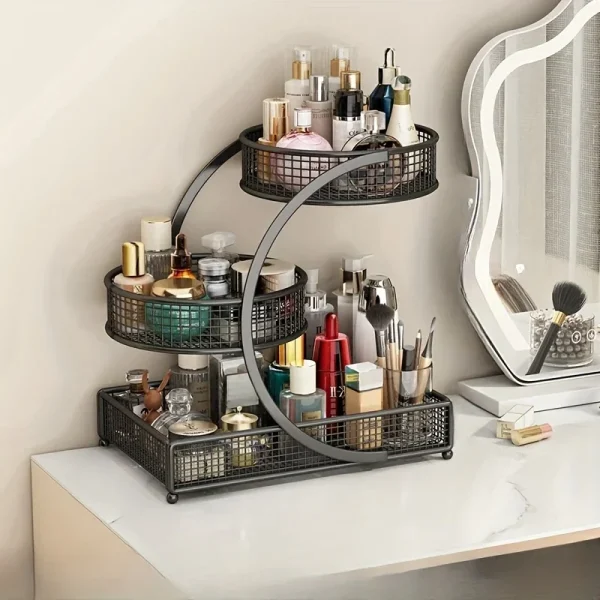 1pc Metal Makeup Storage Rack Cosmetic Organizer