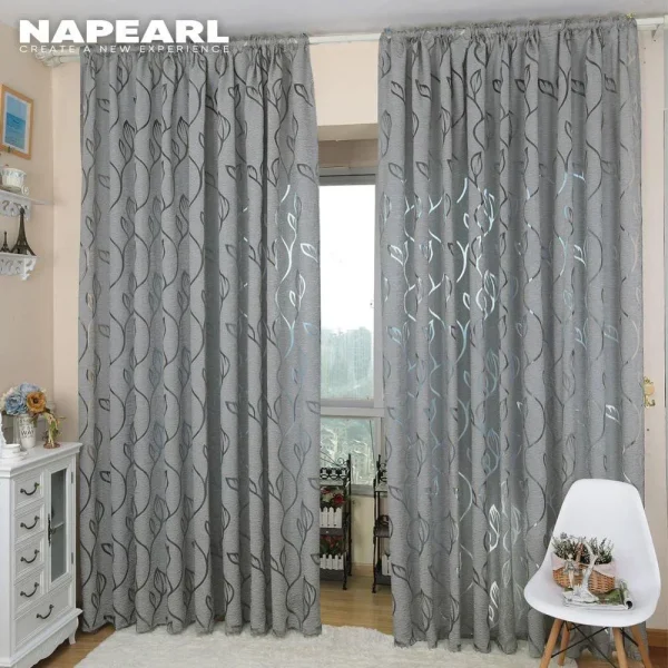 Living Room Curtains Jacquard Leaf