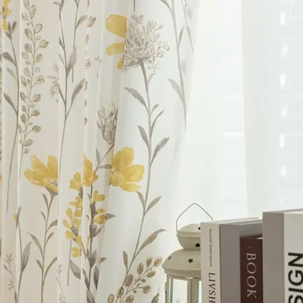 Print Flower Plant Pattern Bedroom Tulle Curtains